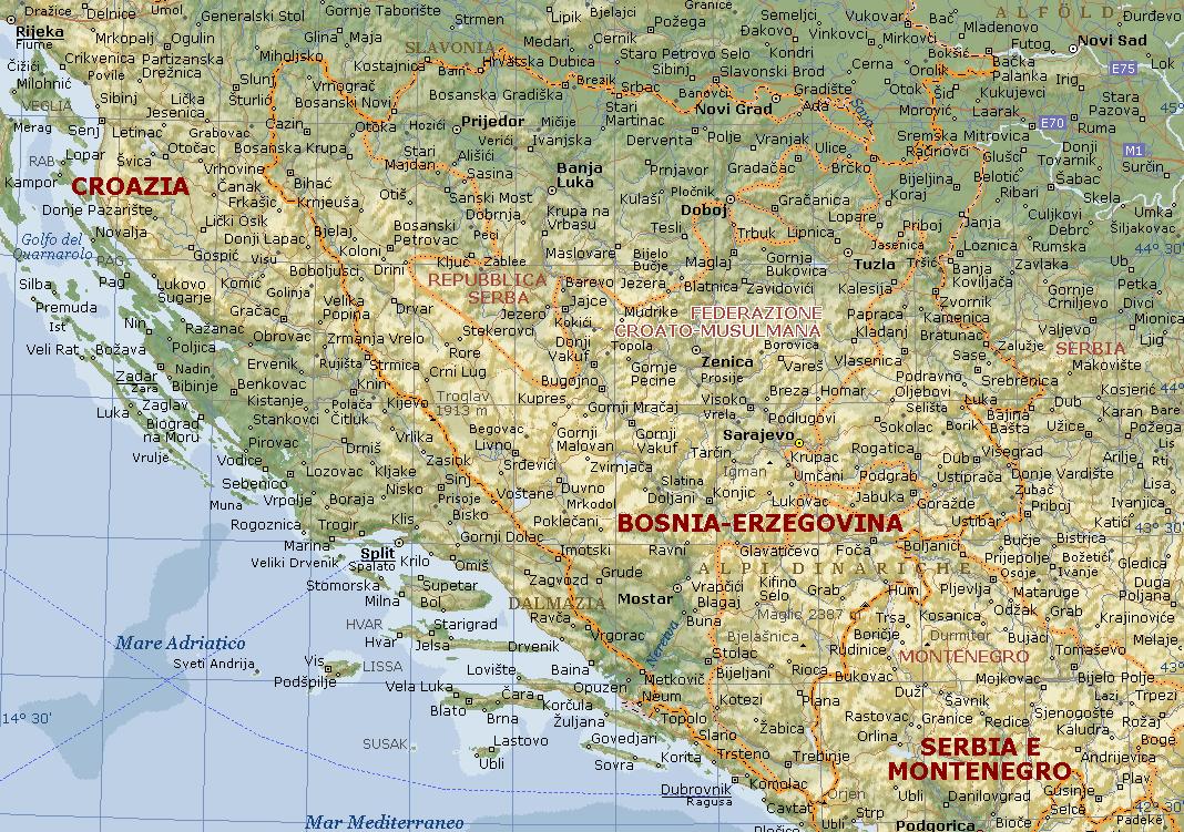 Bosnia Erzegovina Carta Geografica Mappa Della Bosnia Erzegovina