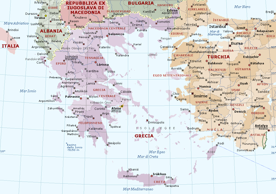 Grecia Carta Geografica Mappa Greca