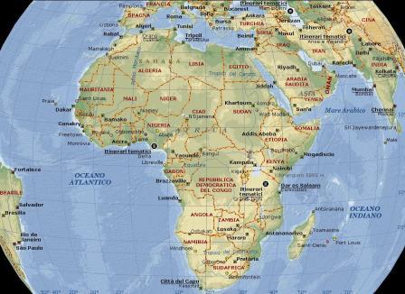 Mappa Africa Fisica