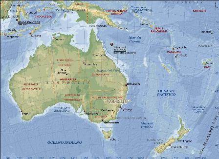 Mappa Australia Fisica